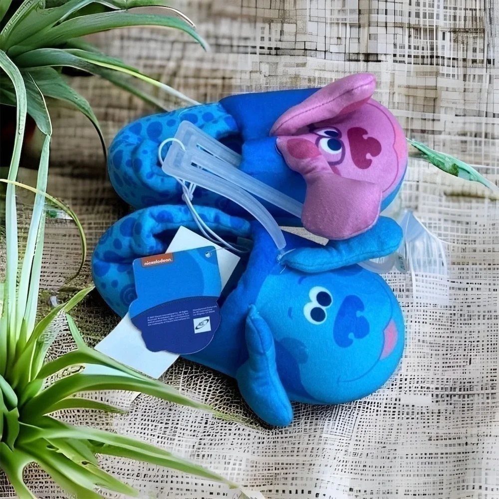 Blue’s Clues Plush Slippers NWT XL 11/12 Blue Pink Magenta Kids Toddler